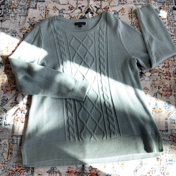 NWOT! Cable Knit Sweater in Color-Mint by Karen Scott Size XL - Picture 2 of 9